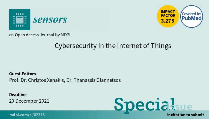 “Cybersecurity in IoT” on Sensors journal